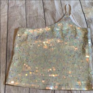 Express sequined one sleeve tank